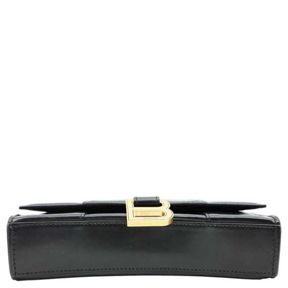 Balenciaga Hourglass Shiny Box Calfskin Leather Wallet On Chain Shoulder Bag - Picture 9 of 15